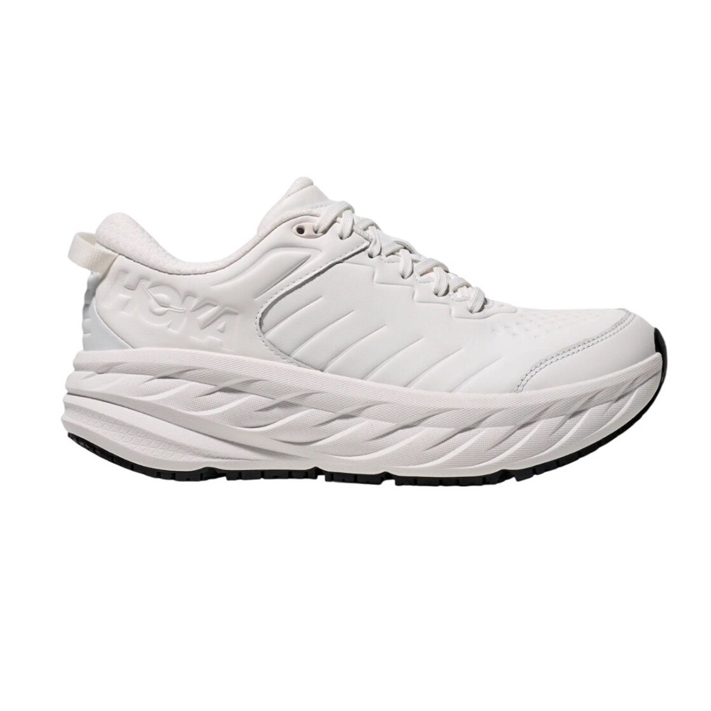 Hoka One One Bondi SR White Leather Slip Resistant Sneakers 1110521 Womens 8.5